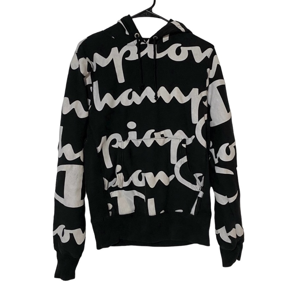 Champion All Over Bold Spellout Print Reverse Weave Vintage 2000s Hoodie